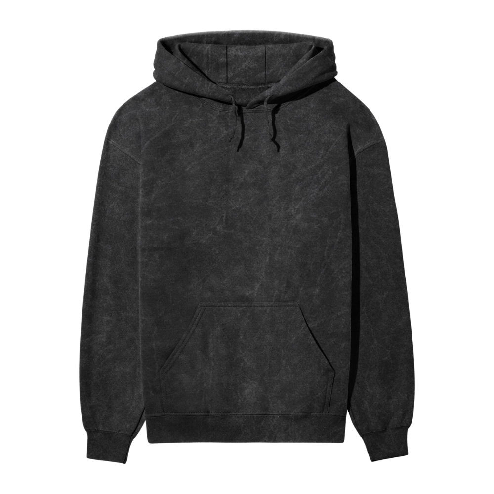 Acid Wash Plain Black Hoodie