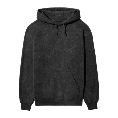 Acid Wash Plain Black Hoodie