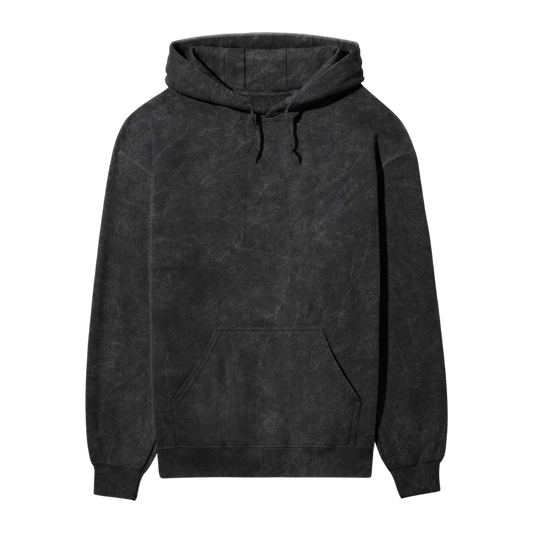 Acid Wash Plain Black Hoodie