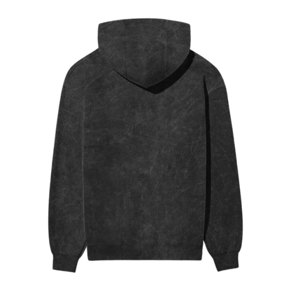 Acid Wash Plain Black Hoodie