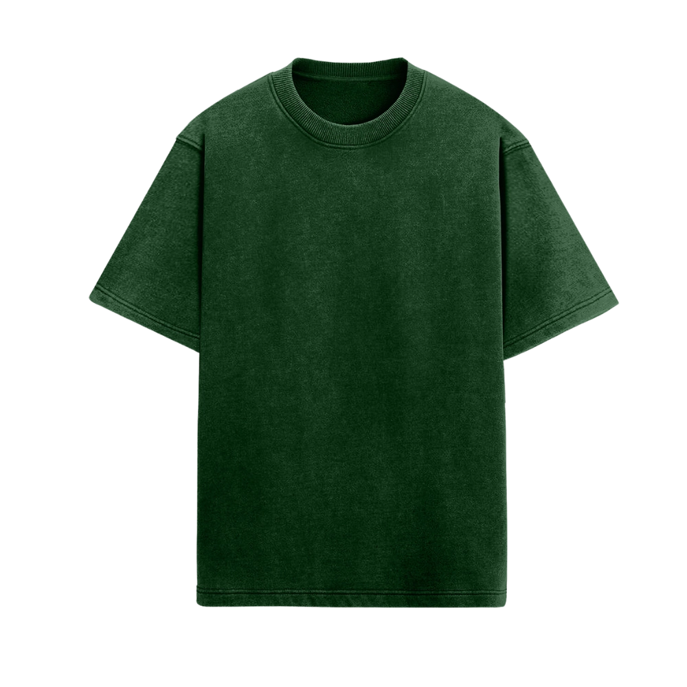 Acid Wash Plain Bottle Green - Oversized