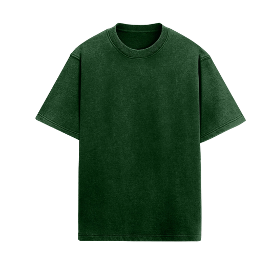 Acid Wash Plain Bottle Green - Oversized