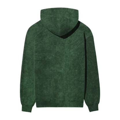 Acid Wash Plain Bottle Green Hoodie