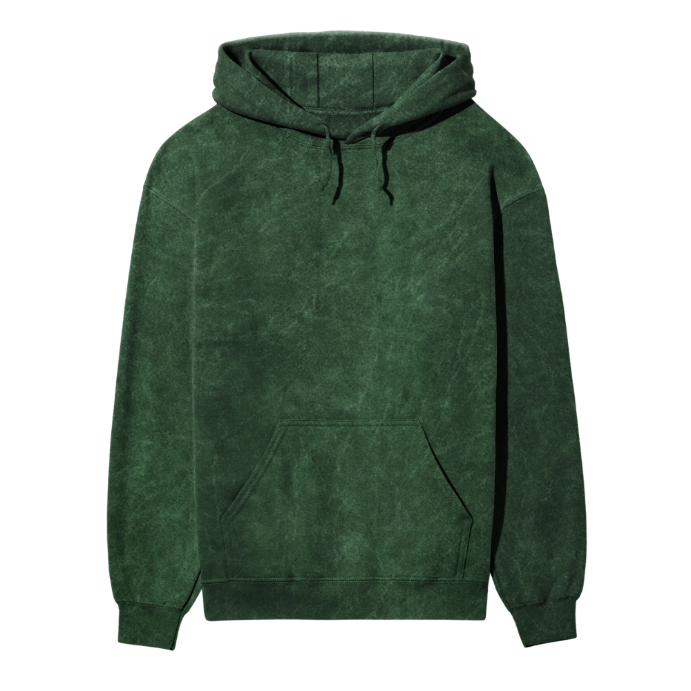 Acid Wash Plain Bottle Green Hoodie