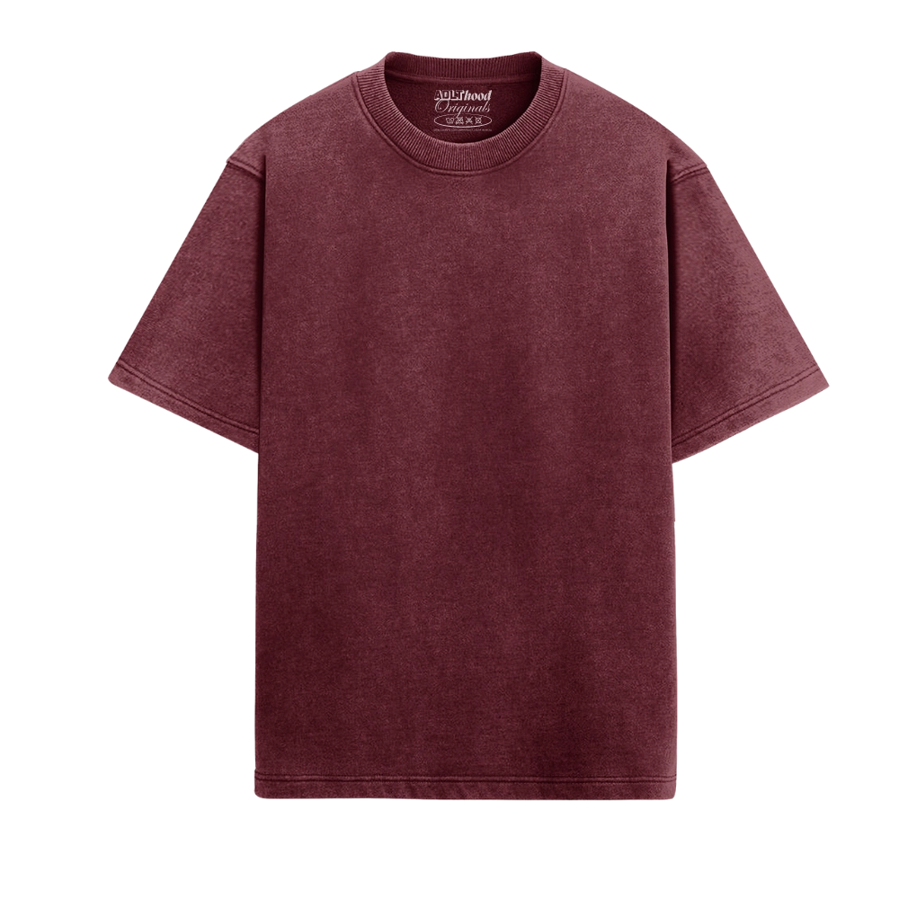 Acid Wash Plain Maroon - Oversized