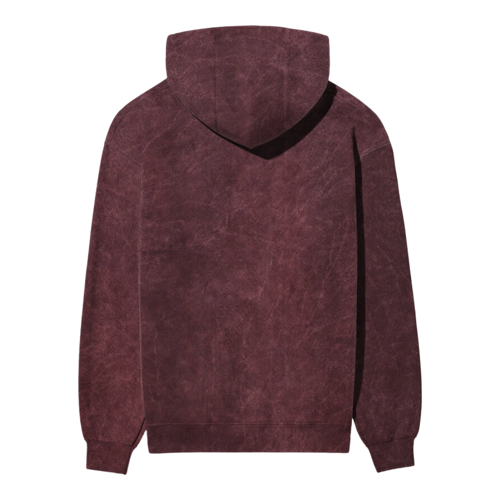 Acid Wash Plain Maroon Hoodie