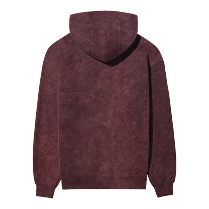 Acid Wash Plain Maroon Hoodie