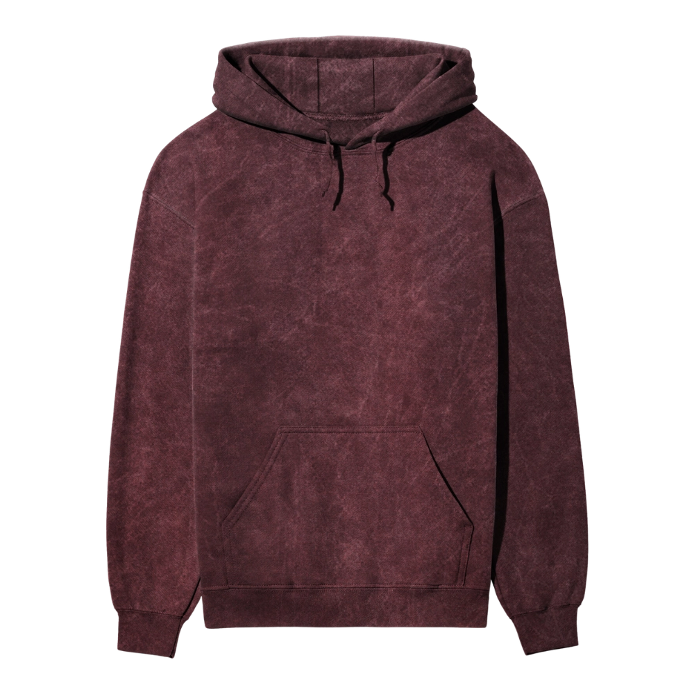 Acid Wash Plain Maroon Hoodie