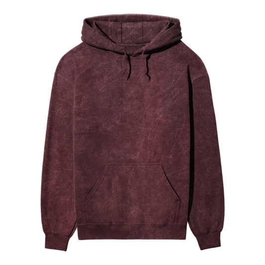 Acid Wash Plain Maroon Hoodie