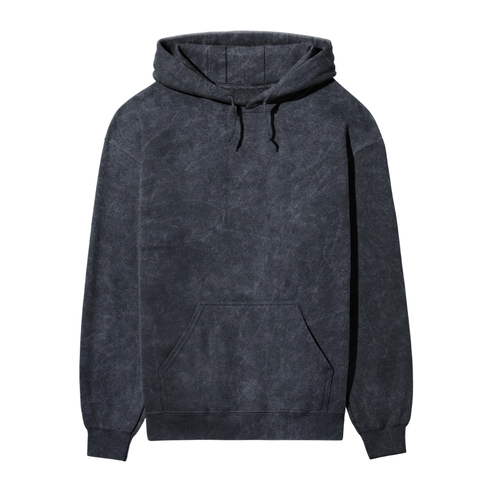 Acid Wash Plain Navy Blue Hoodie