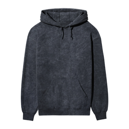 Acid Wash Plain Navy Blue Hoodie