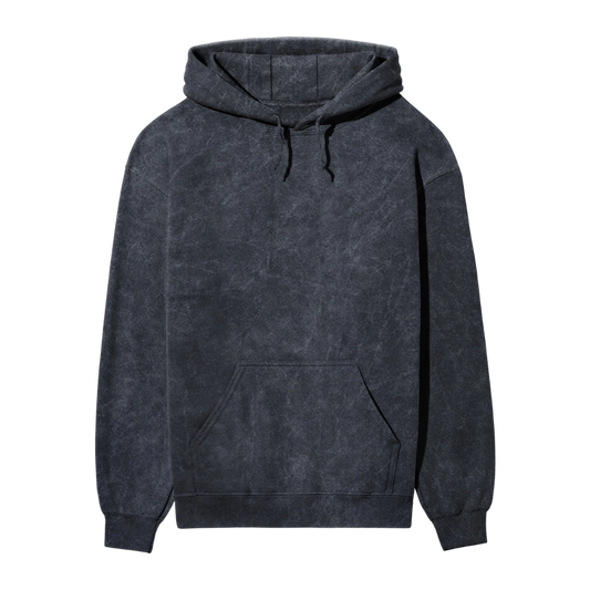 Acid Wash Plain Navy Blue Hoodie