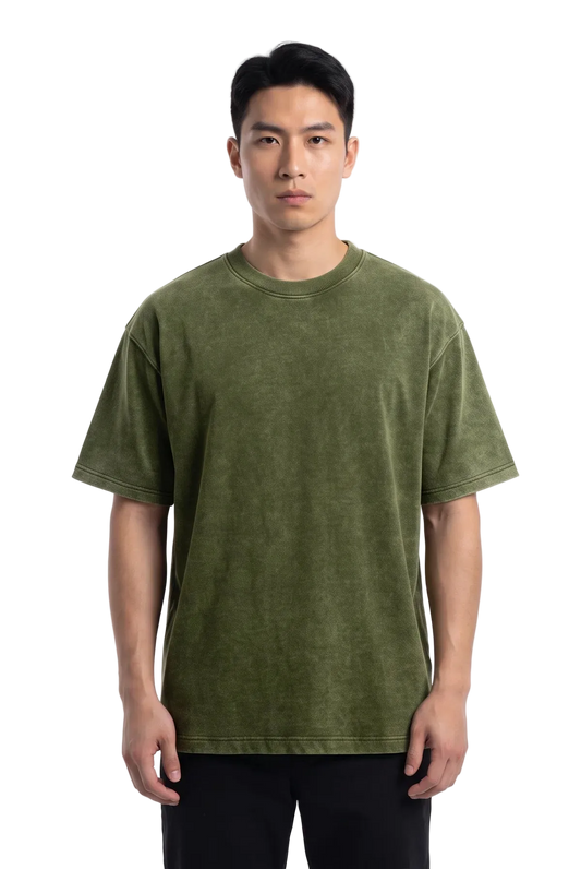 Acid Wash Plain Olive Green - Oversized